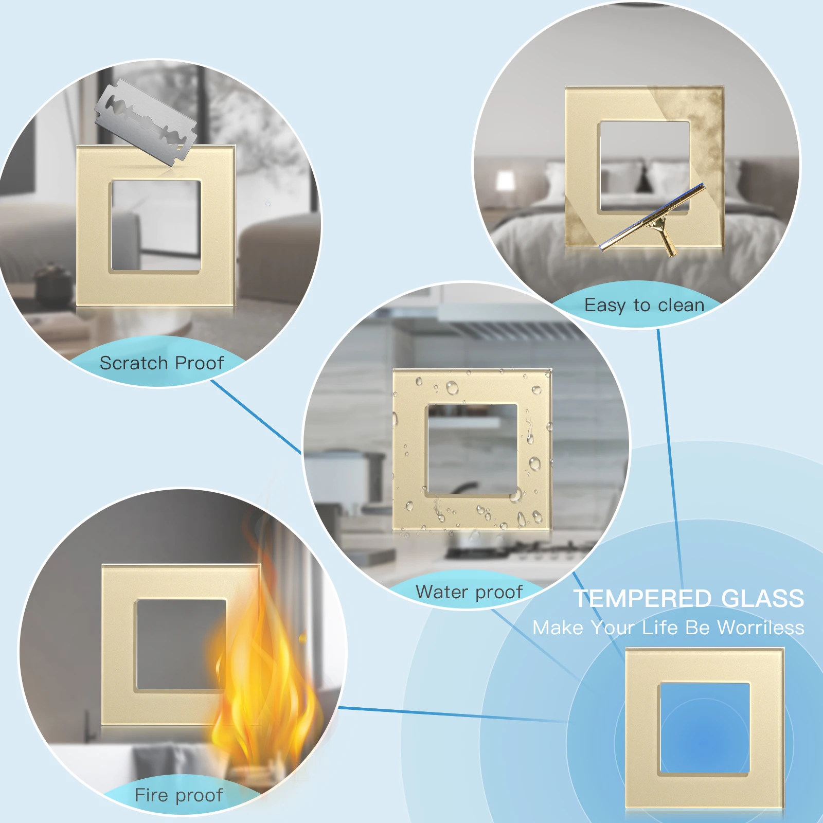 BSEED Glass Frames EU Standard PIR Sensor Switches Module Part Wall Sockets DIY Function Dimmer Base HDMI USB Type-c Parts