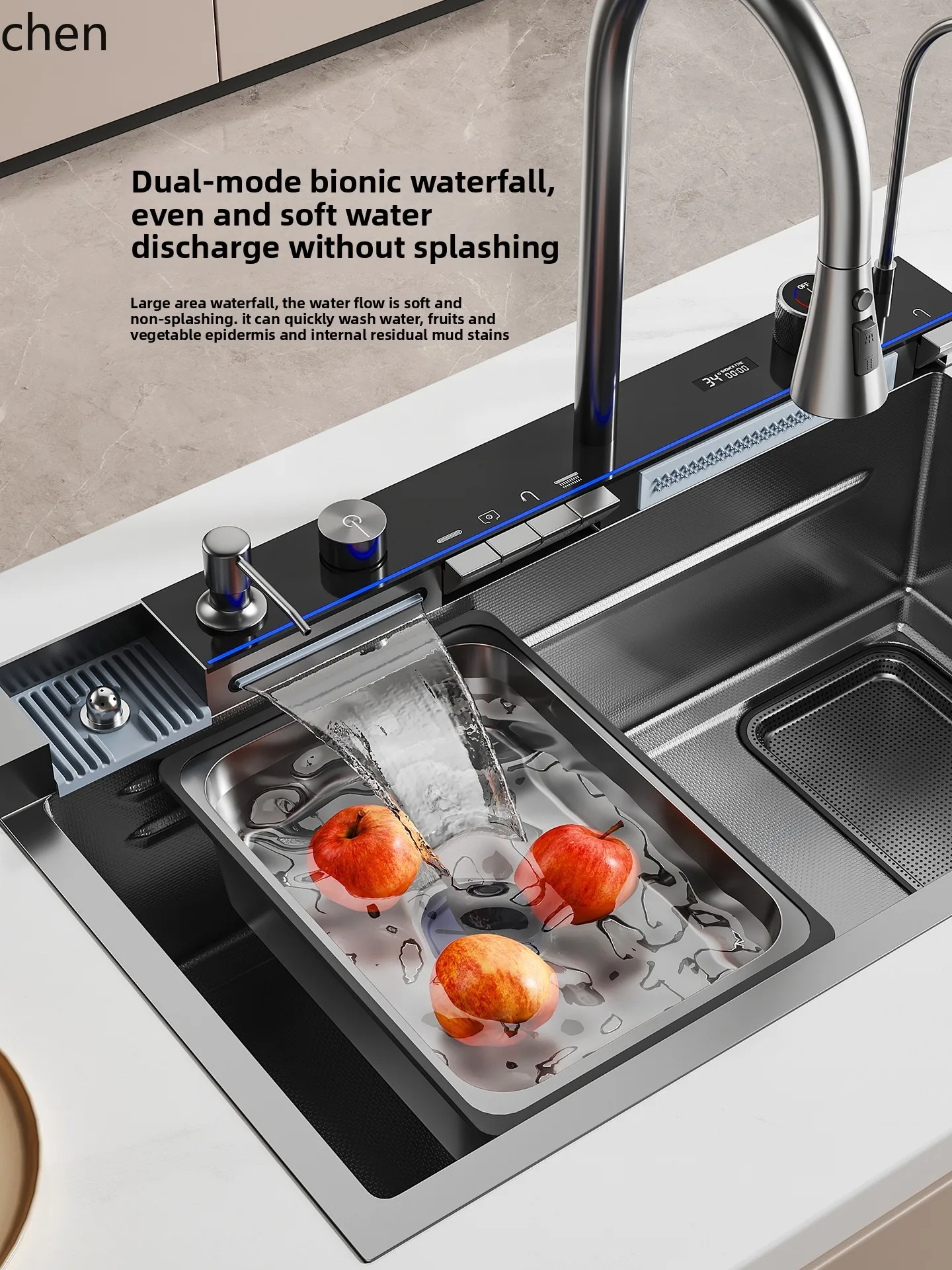 ZML Large Single Bowl Stainless Steel Sink Kitchen Dishwashing Sink Vegetable Washing Basin