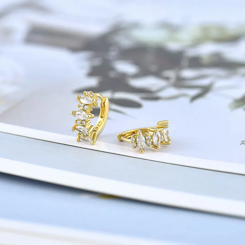 

925 Sterling Silver Ear Needle Fine Sparkling Pave Colored Zircon Hoop Earrings Women's Casual Fashion Earrings Ear Accessories