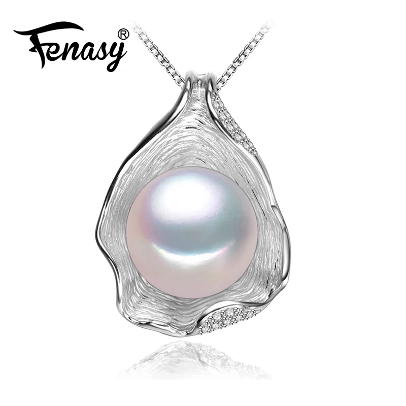 FENASY 925 Sterling Silver Natural Freshwater Pearl Necklace Pendant Fashion Pearl Jewelry Necklace For Women New