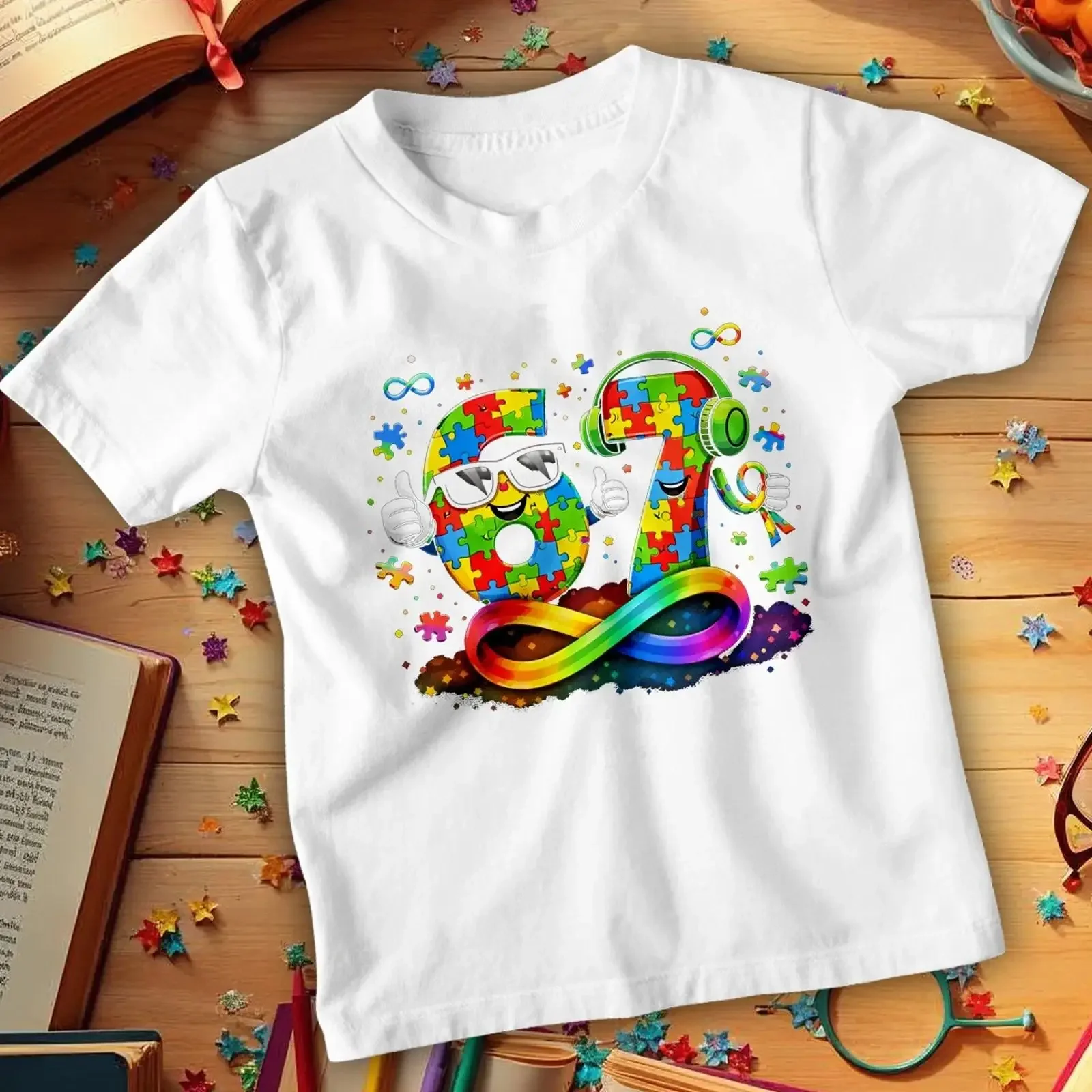 67 Six Seven Autism Awareness T Shirt lustig Meme Schule Veranstaltung Erwachsene Kinder 4 vintage Washed Stylish graphic
