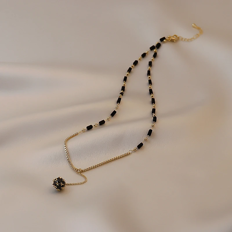 2023 neue Schmuck Für frauen Geheimnisvolle Sexy Schwarz Kristall Zirkon Ball Anhänger Halskette Party Luxus Halskette Mädchen Zubehör – Detail 13