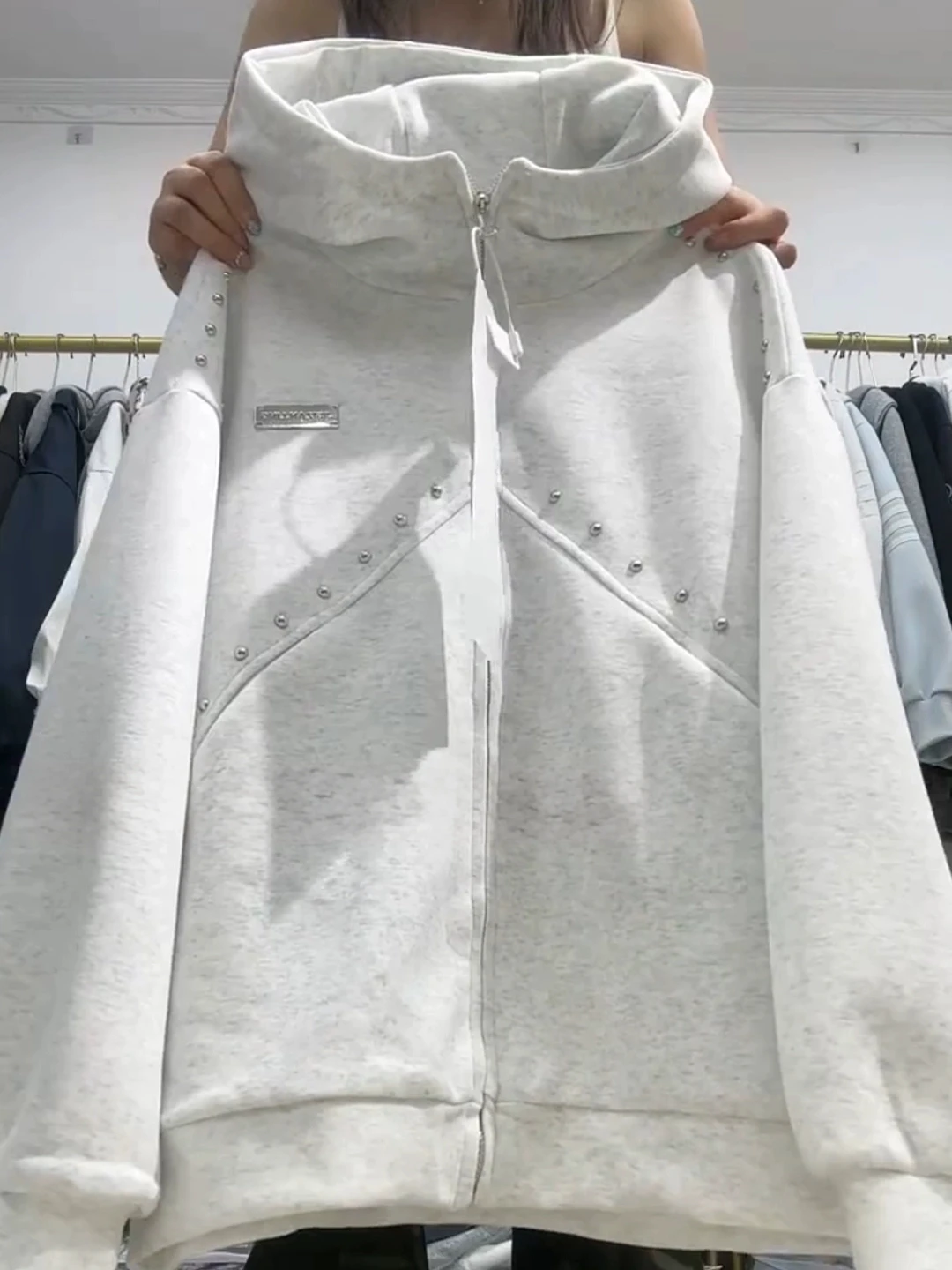 

Ретро-худи в гонконгском стиле для женщин, свободного кроя, с молнией, кардиган-жакет, парный комплект