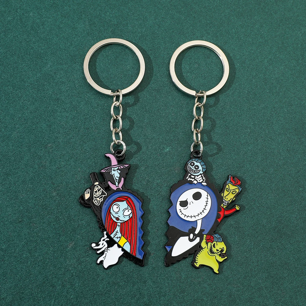 The Nightmare Before Christmas Schlüsselanhänger - Cartoon Herzförmige Sally & Jack Skellington Schlüsselanhänger - Freunde-Rucksack-Ornament – Detail 5
