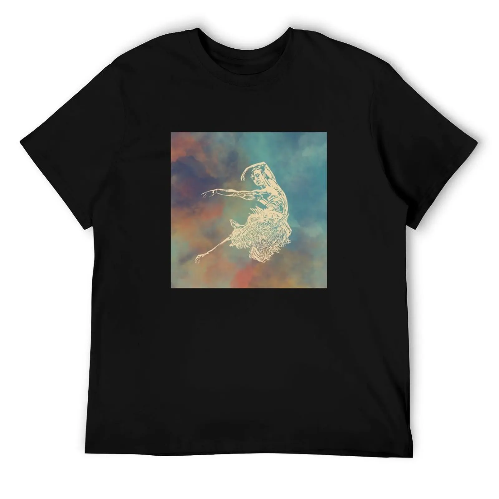 

Lino print Male Ballet Dancer Swan from Swan Lake T-Shirt anime t shirts oversize T-Shirt