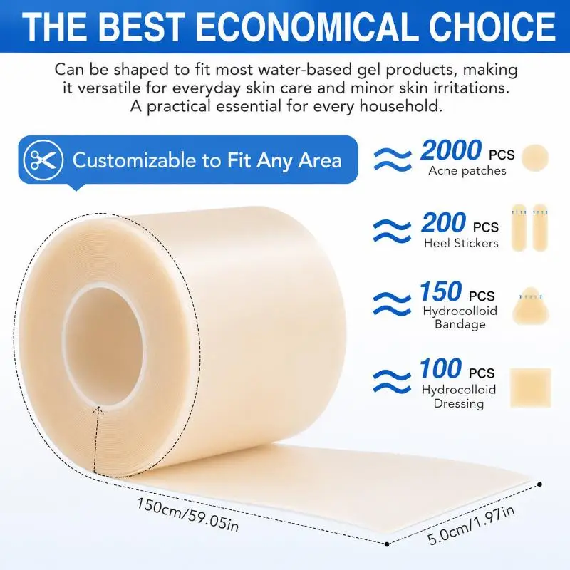 Hydrocolloid Blemish Healing Patch DIY Cuttable Ultra Thin Waterproof Acne Scar Cover Tape for Home Use