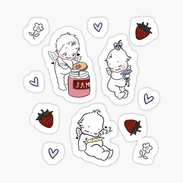 Blushing Cherub Baby Set  5PCS Stickers for Decorations Car Cute Cartoon Water Bottles Decor  Kid Home Luggage Wall Laptop