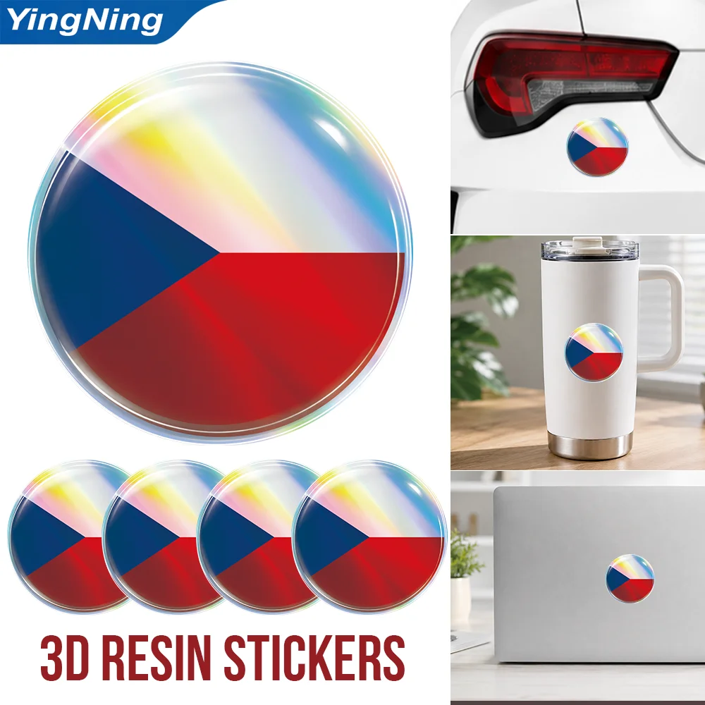 Czech Flag 3D Domed Resin Sticker Czech Republic National Flag Round Emblem Car Laptop Motorcycle Self Adhesive Decal Decoration