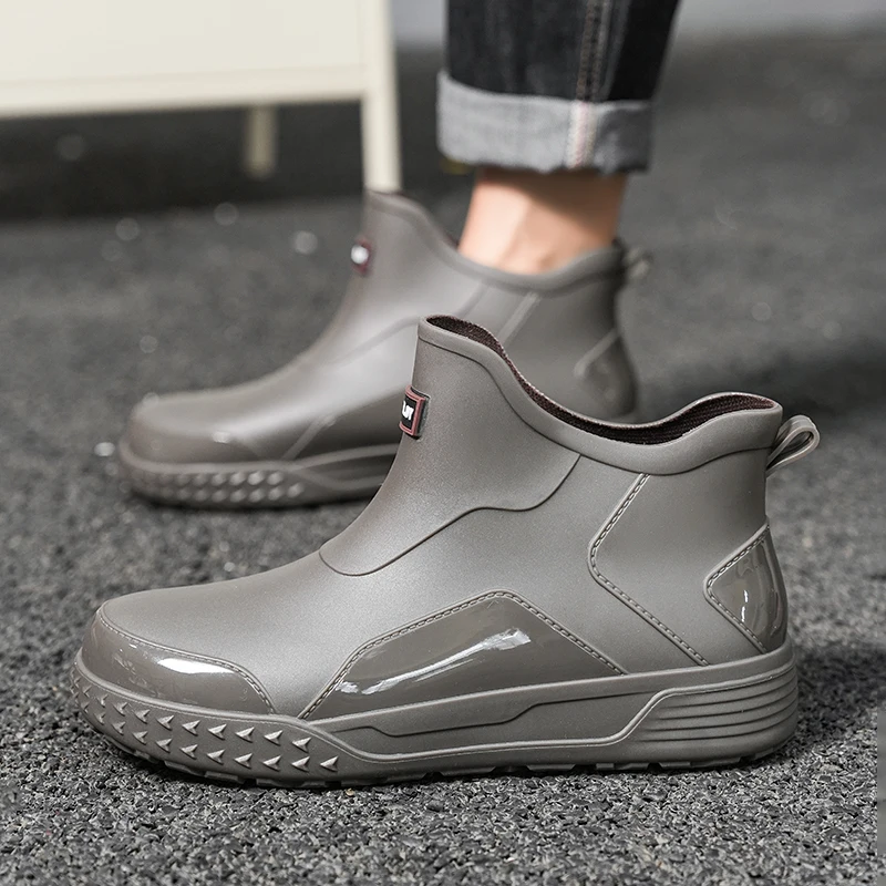 Unisex Waterproof Rain Boots Ankle Length Non Slip Rubber Shoes Lightweight Garden Work Boots Removable Inner Outdoor Footwear