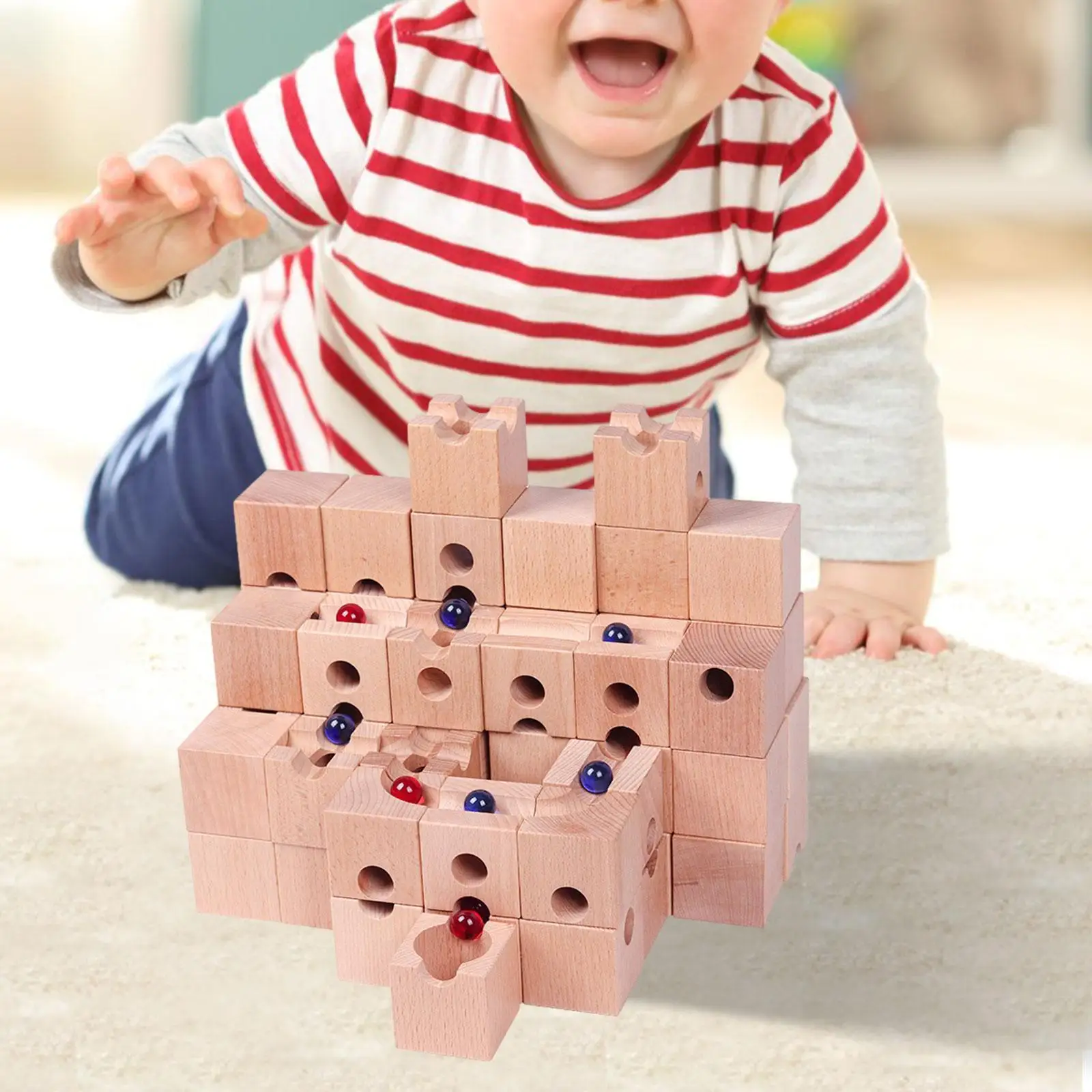 

Marble Run Maze Toy Handmade Assembly Toddler Building 3D Wooden Puzzle for Hobby Holiday Ornament Birthday Gift Home Decor