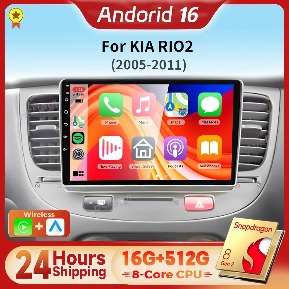 Radio Multimedia para Auto con Pantalla 2K y Android 16 Carplay para Kia RIO 2 RIO2 2005 - 2011, Autoradio Estéreo, Envío en 24 horas