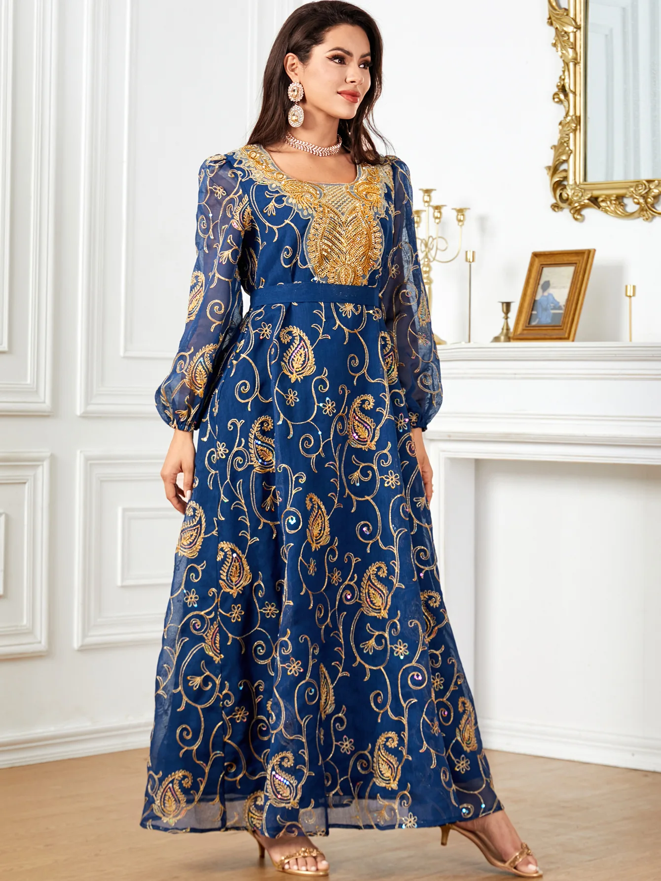 

Eid Djellaba Women Muslim Seuqin Maxi Dress Dubai Abaya Ramadan Kaftan Islam Jalabiya Caftan Marocain Femme Musulmane Vestidos