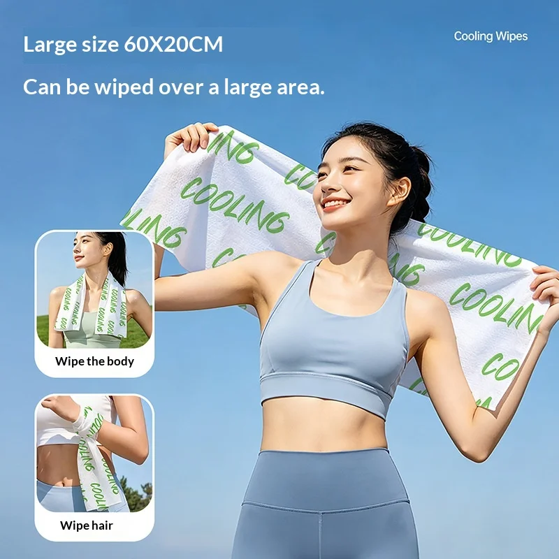 2026 New 30PCS Cool Ice Towel 60x20cm Disposable Cooling Wipes Face Body Soft Sports Gym Camping Outdoor Heat Relief Travel Pack
