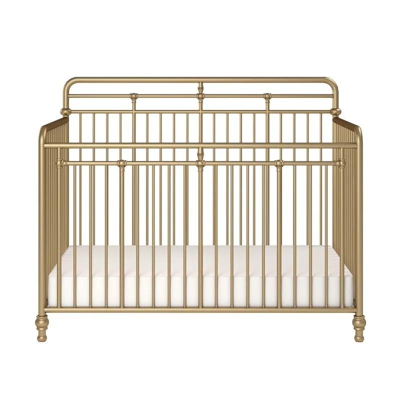 3 in 1 Convertible Metal Crib, Gold