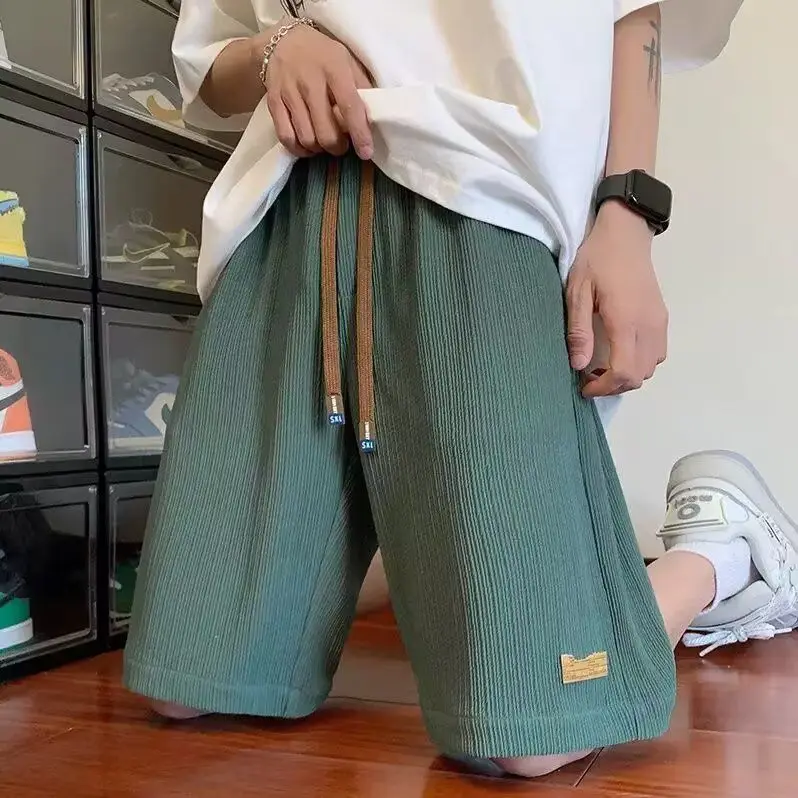 

Ice Silk Men's orts Summer New Sle Breathable Ice Feeling Beach Sports Pants American Large Size Casual Five-Quarter Leng...