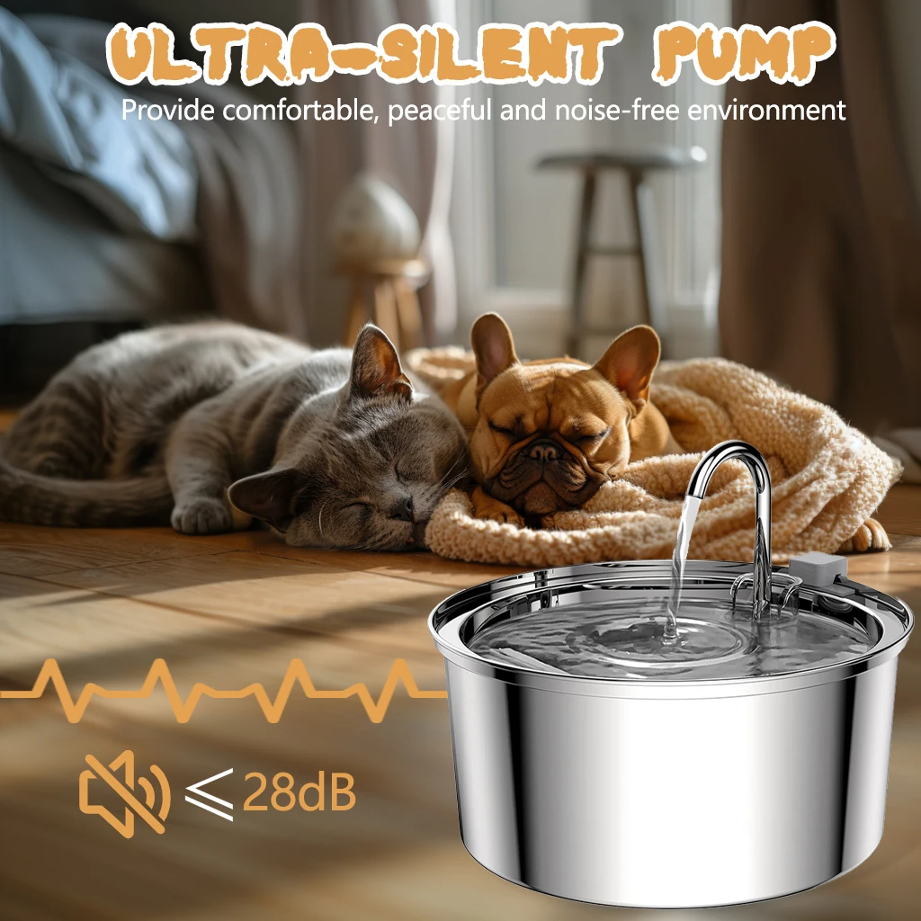 Automatischer Katzenwasserbrunnen, intelligenter Haustierwasserspender mit Filter, Trinkbrunnen für Katzen und Hunde, extrem leise Wasserpumpe – Detail 8