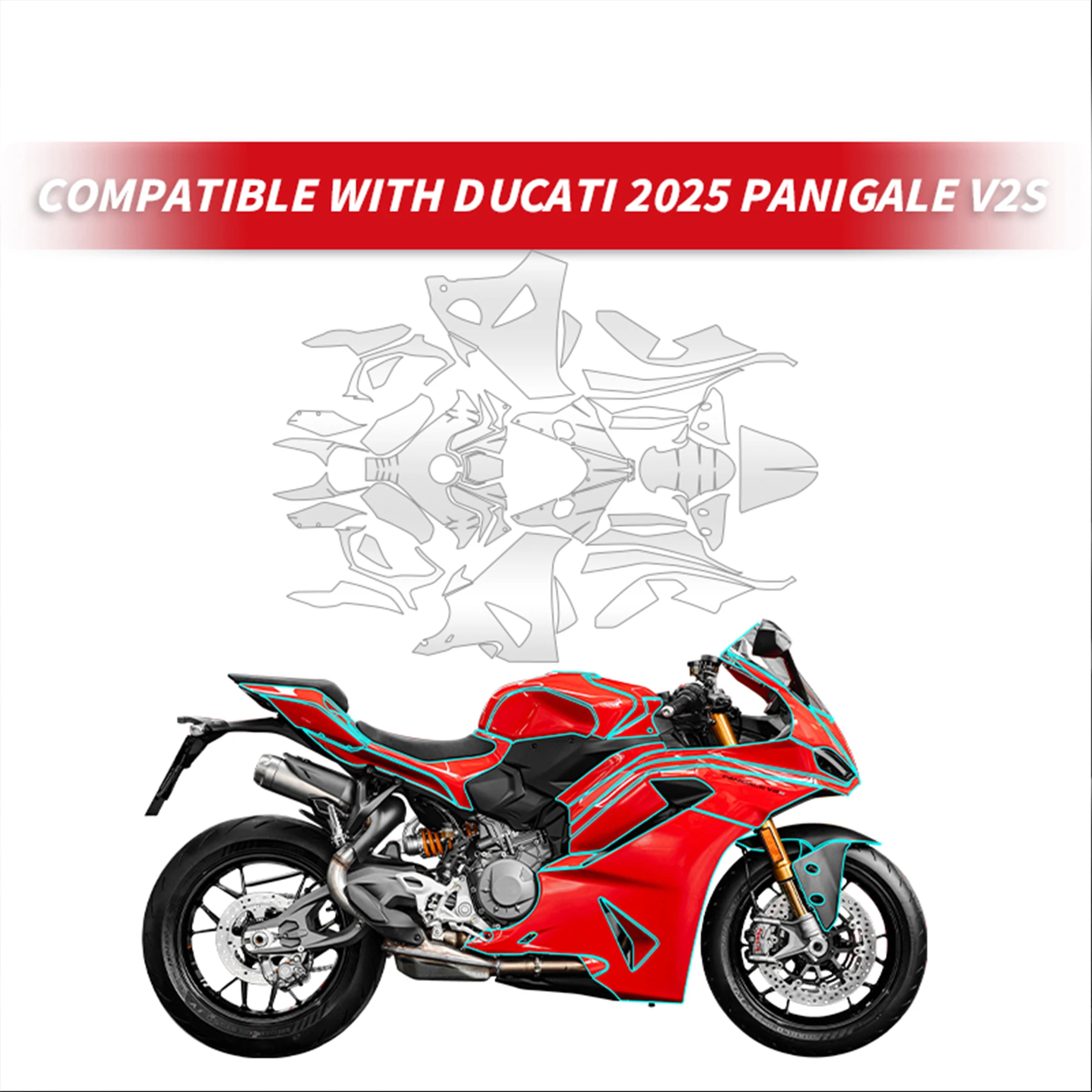 Motorcycle Paint Protection Film Compatible with 25 DUCATI Panigale V2S Invisible Sticker Anti Scratch Moto Accessories