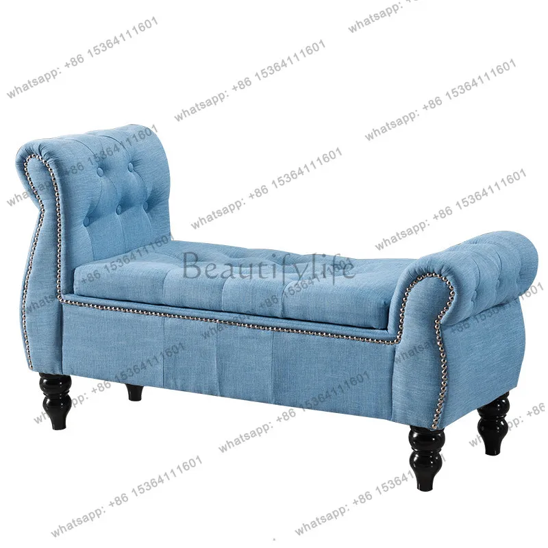 American fabric sofa stool long shoe change European style simple and modern
