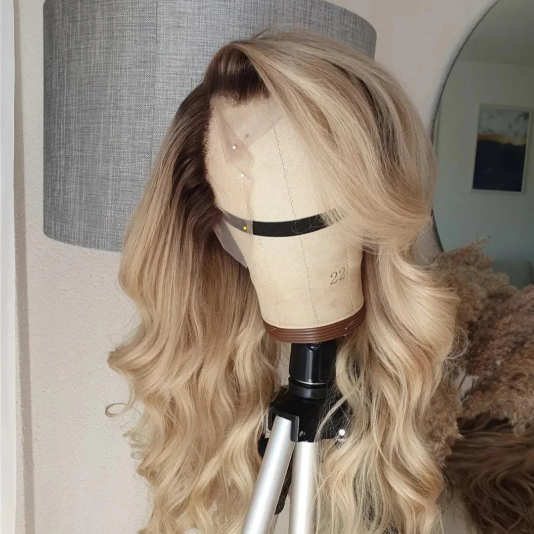 Highlight Blond 24Inch Natural Silky Straight HD Lace Wig with for Women Pre-Plucked Transparent Lace Frontal Versatile Hair Wig
