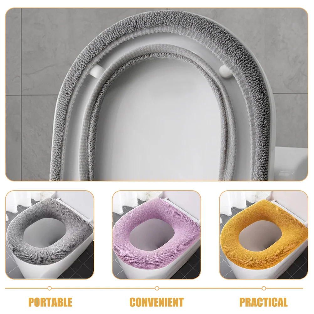 

3Pcs Toilet Seat Cushion Cover Thick Soft Washable Reusable Polyester Pad for Bathroom Travel Portable Toilet Seat Cover Pad