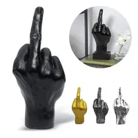 Upright Middle Finger Resin Sculpture - Unique Desktop Art & Living Room Decor Gesture Figurine