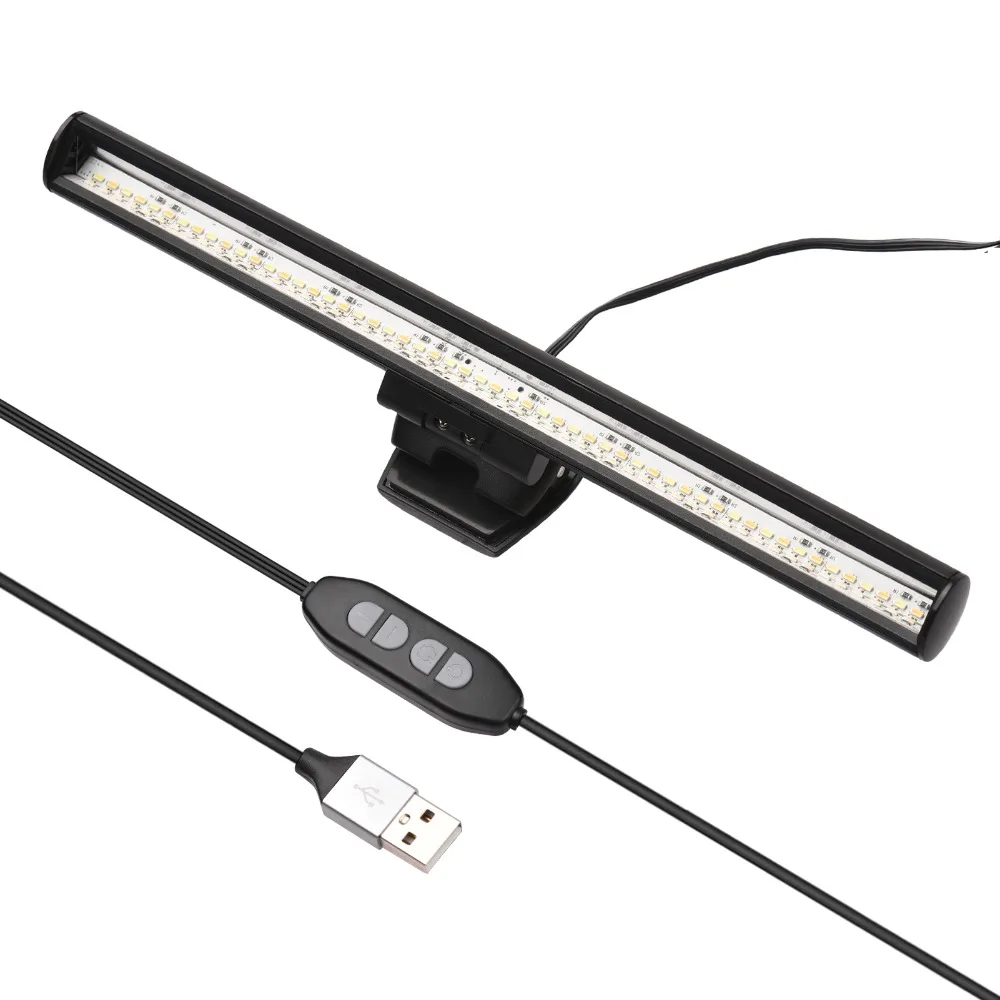 3 Color Temperature Monitor Light Bar Adjustable Brightness USB Powered Computer Monitor Light Clip On Screen Monitor Light