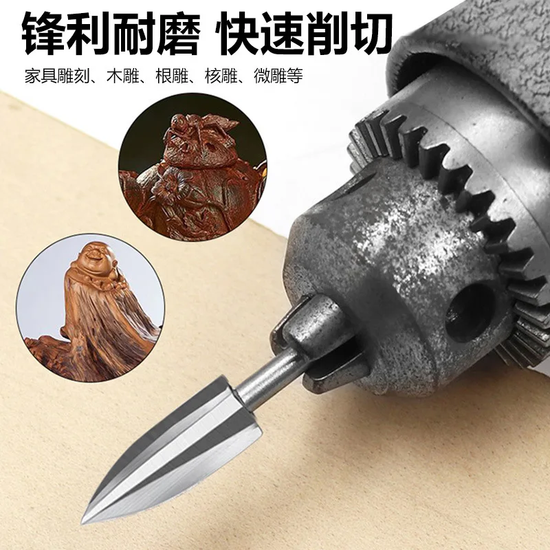 5Pcs carving knife set, electric woodworking milling cutter drill bit, furniture tea table wood carving root carving grinding an