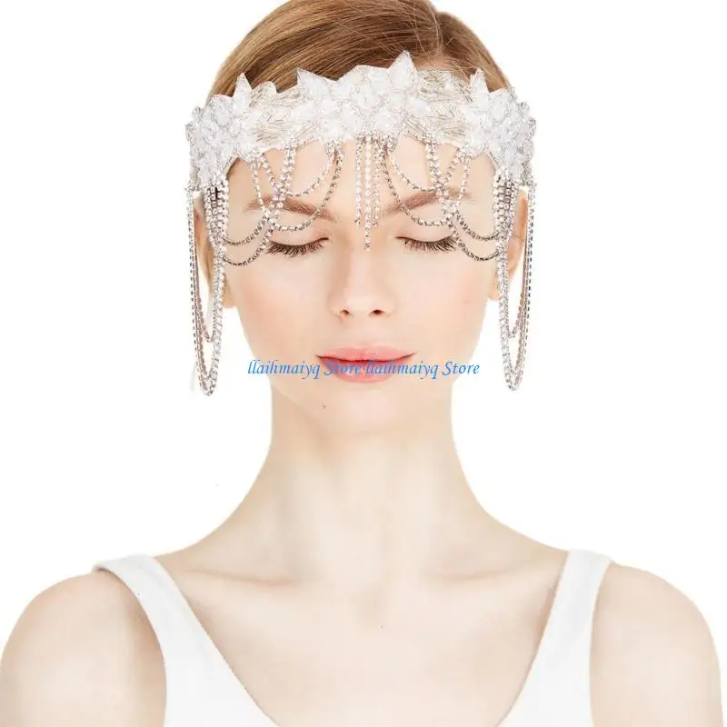 

573B Fringed Crystal Headband Aesthetic Wedding Hairband Decorative Hair Accessories