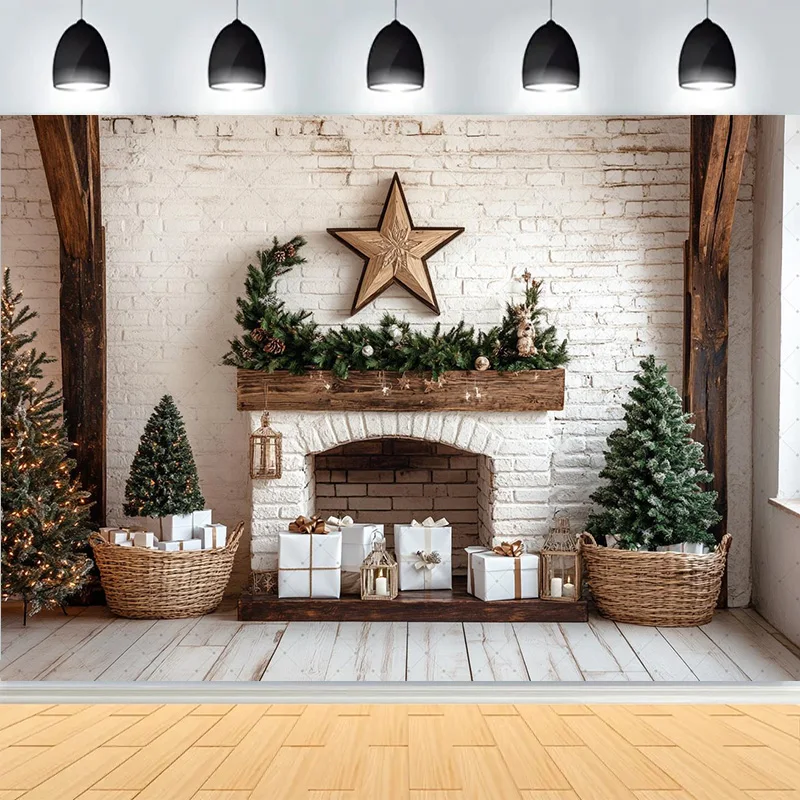 Winter Christmas Wonderland Festive Windows Photography Background Snowflakes  Tree Birthday Party Photo Studio Backdrops XX-01