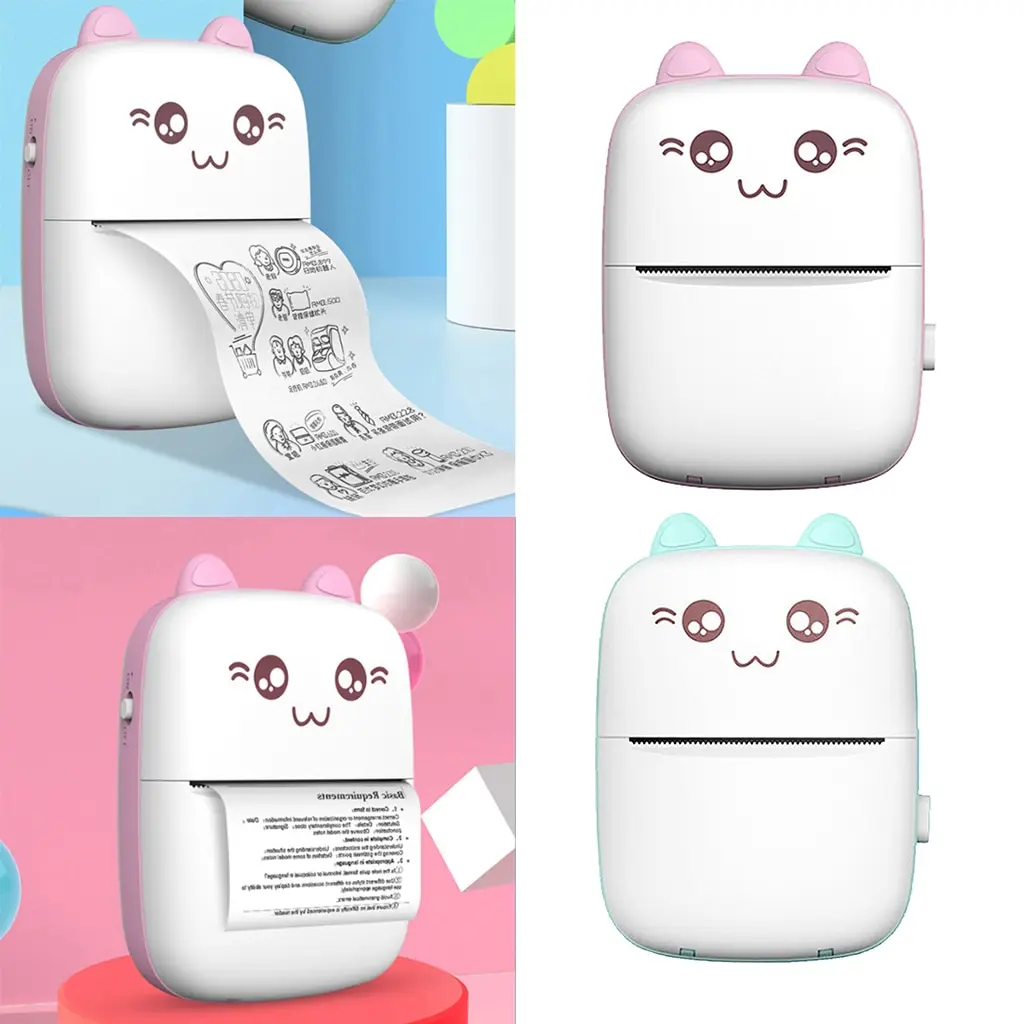 Mini Portable Printer Thermal Adhesive Label Photo Sticker Inkless Printer Student Office Pocket Printers For Mobile IOS Android