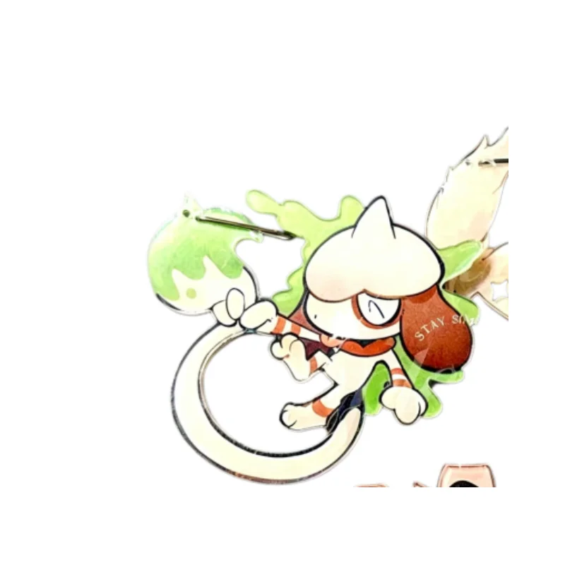 Lindos Llaveros de Acrílico de la Serie Fox Dog, Pinzas para el Cabello con Diseño de Animales, Coleccionables de Anime Smeargle Growlithe, Regalo para Fans de Pokémon