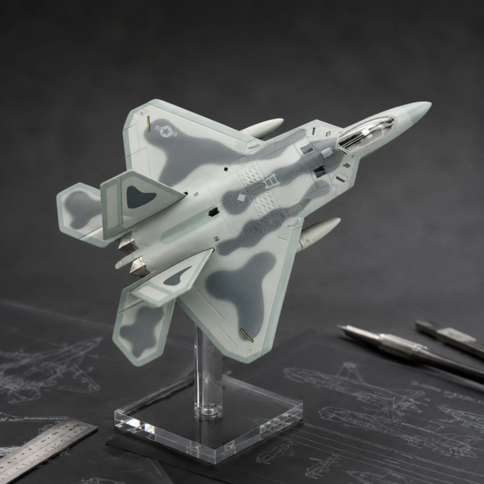F-22 Falcon Model Canopy Detail F-22 Model Scale Jet Replica Pre-Colored Aircraft Gift