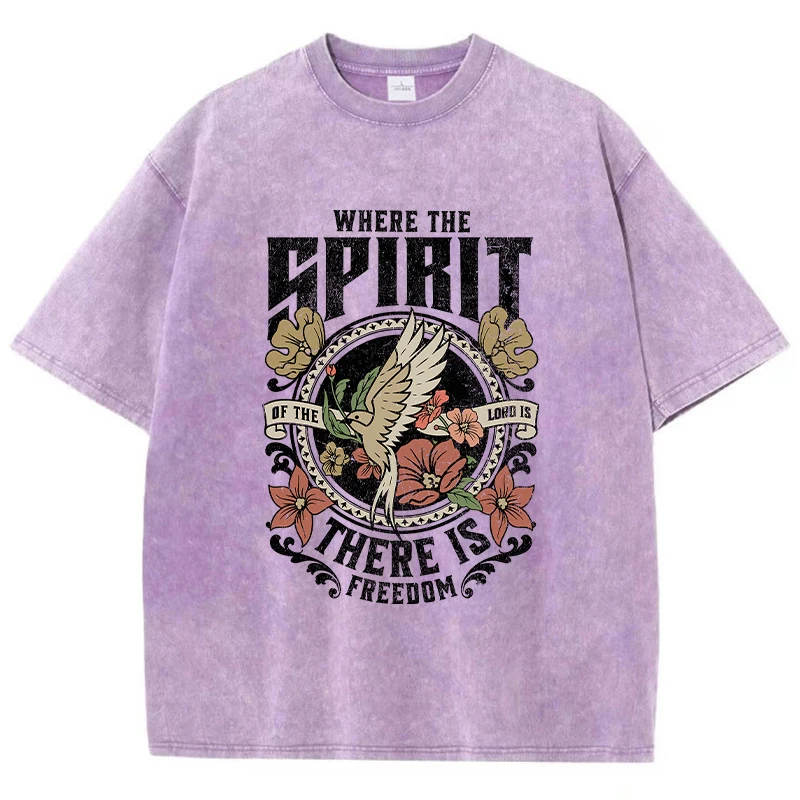 Where The Spirit There Is Freedom Tshirt Men Breathable Sweat Clothing Fashion Tee Clothes T Shirts Oversized Cotton T-Shirts