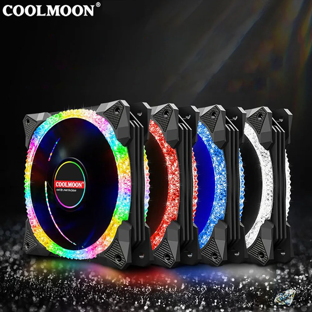 120mm LED Cooling Fan Crushed Diamond PC Computer Case Fan 12CM RGB Heatsink Rainbow Silent Fan Cooler Controller Dropshipping