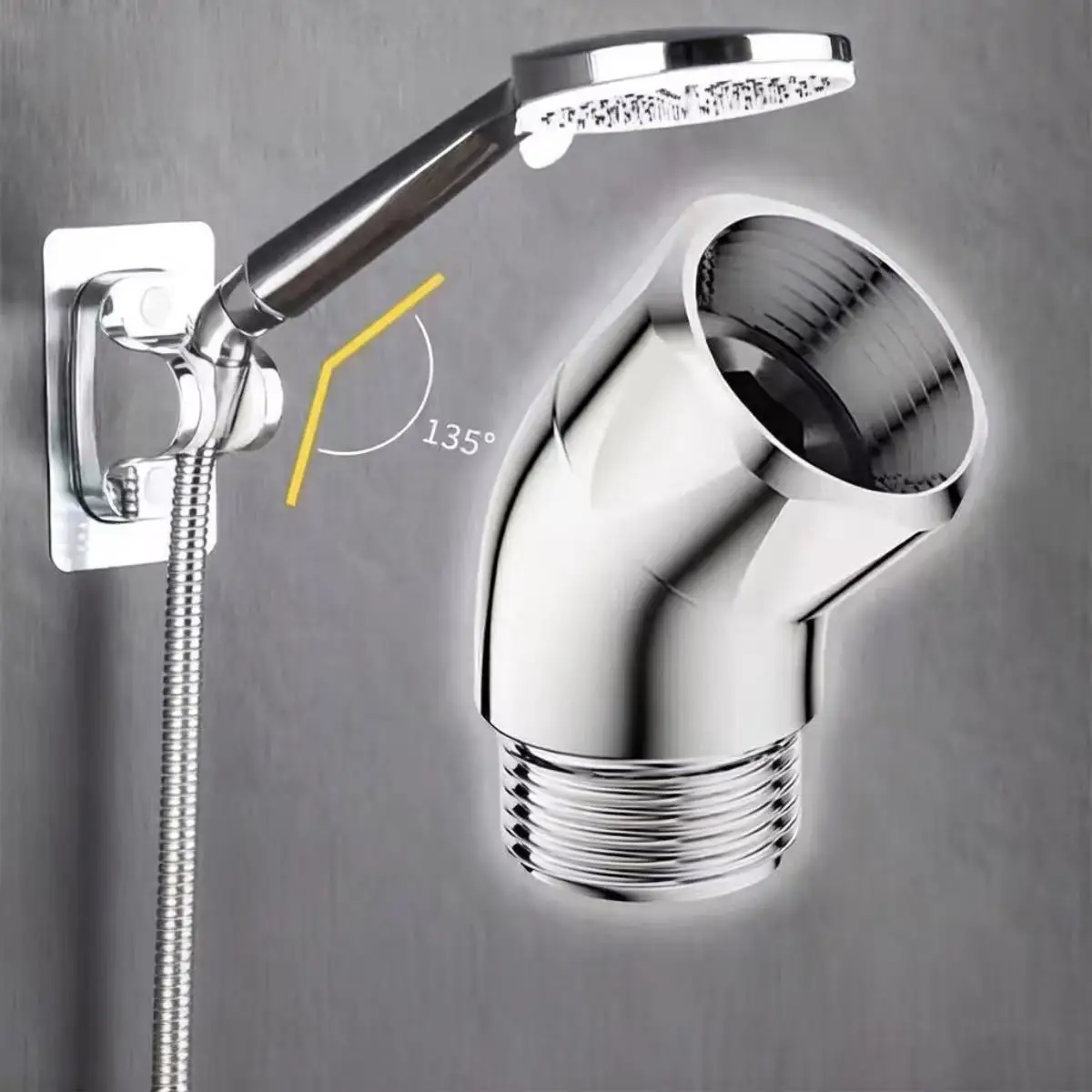 135-degree Showerhead Angle Adjustment ABS Plastic Interface Nozzle Bracket 4-inch Elbow Adapter Accessory Shower Accessory