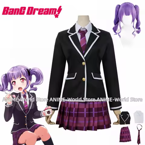 Anime BanG Dream! Ako Udagawa Mitake Ran School Winter Uniform Cosplay Costume Wig