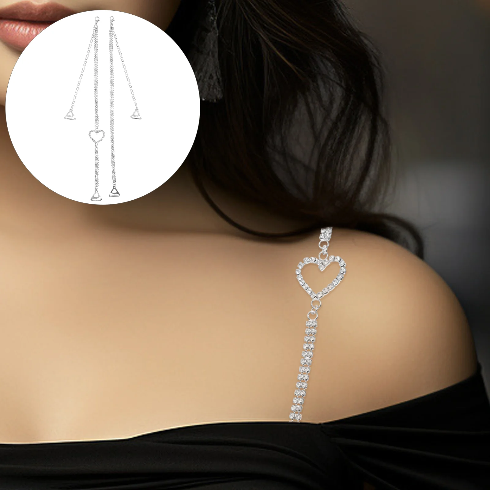 Rhinestone Bra Straps Dress for Strapless Metal Chain Replacement Rhinestones Shoulder