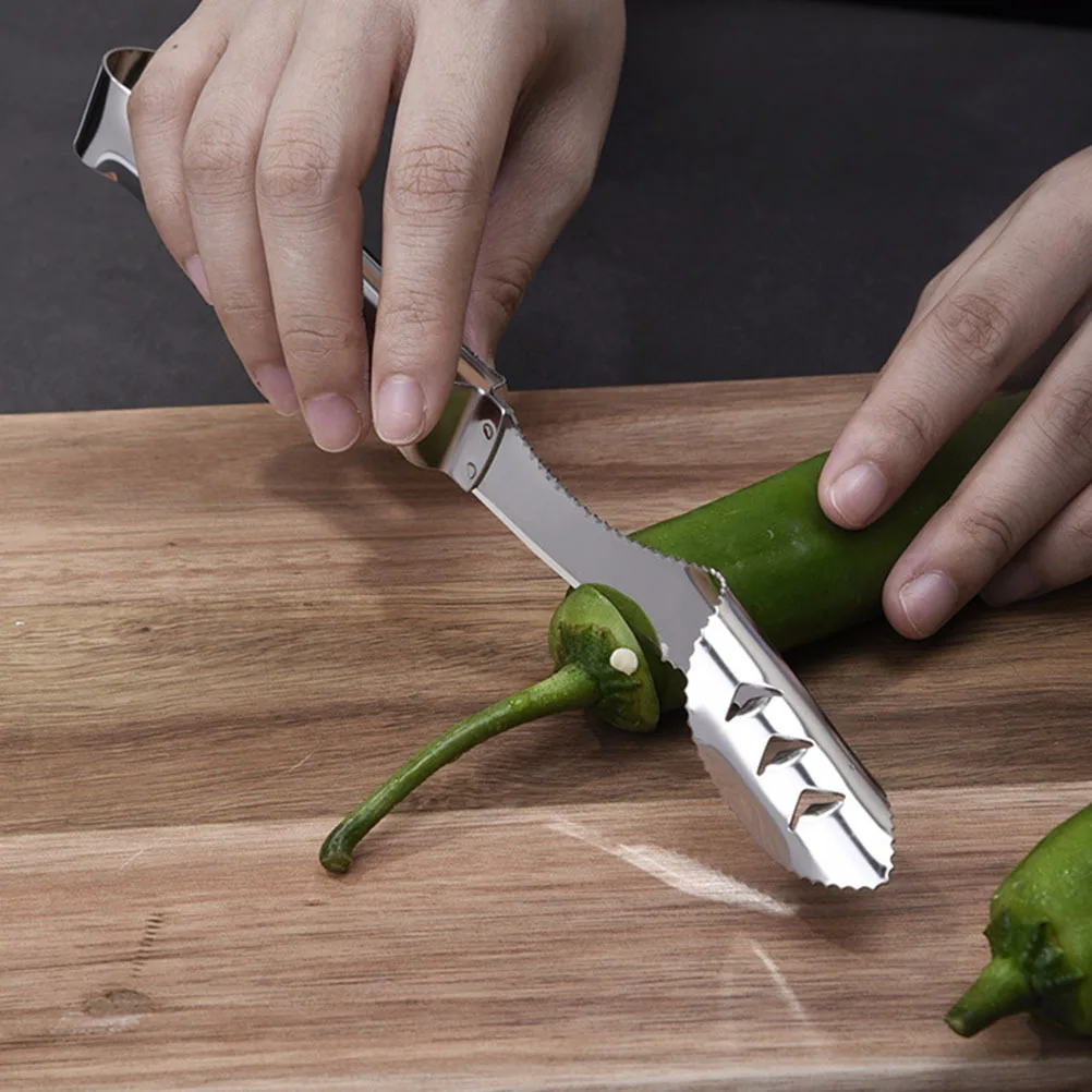 

2Pcs Stainless Steel Pepper Corer Removers Serrated Kitchen Tools Removal for Peppers Cucumbers Tomatoes
