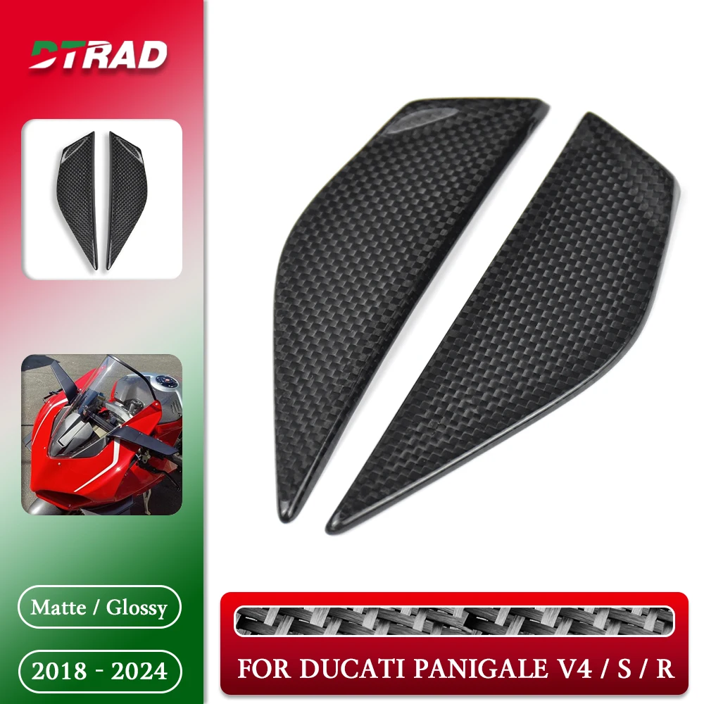 

For DUCATI Panigale V4 S R V4S V4R 2018 - 2023 2024 Carbon Fiber Rear Mirror Cover Decorate Cap Plate Front Fairing Accessories