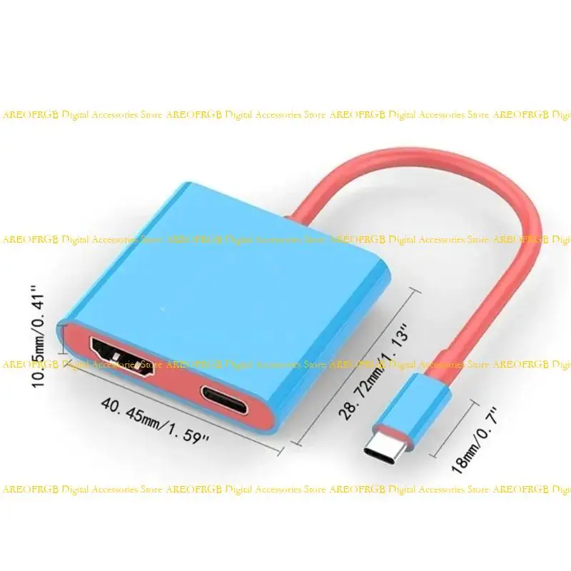 E21E Small USB C إلى محولات HDTV مريحة محطة الإرساء قاعدة 85 ملم كابل
