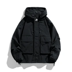2026 Men Cargo Bomber Jackets Designer Japanese Steetwear Autumn Big Pockets Harajuku Hip Hop Windbreaker Coats Korean Fashion