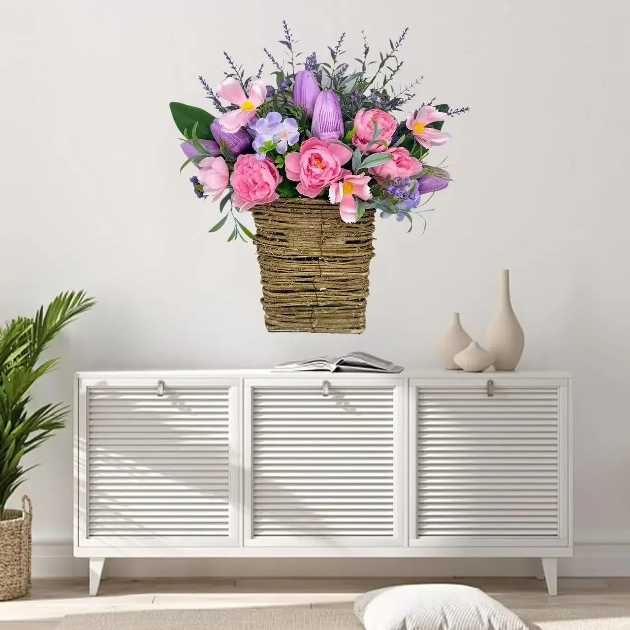 

Горячая весна и лето 2025 года, цветочная корзина с гортензией, венок, имитация цветка, корзина с виноградной лозой, дверная корзина, подвесное украшение для двери