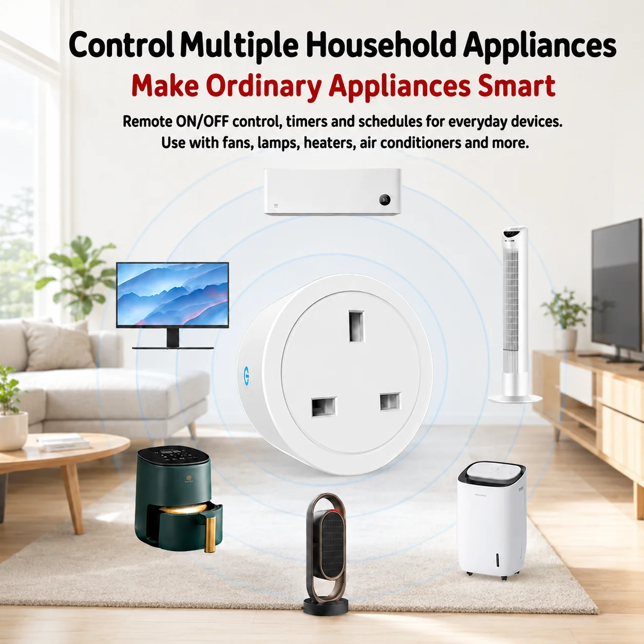 Tuya UK Smart Plug WiFi Bluetooth Energy Monitor Voice Control Alexa Google Timer Remote App Home Automation Mini Socket Plug