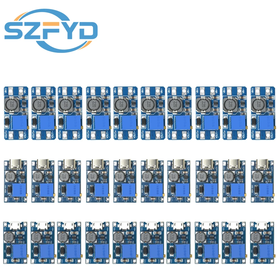 5/10Pcs MT3608 DC-DC TYPE-C Micro Adjustable Boost Module 2A DC DC Power Step Up Converter Module 2V-24V To 5V 9V 12V 28V