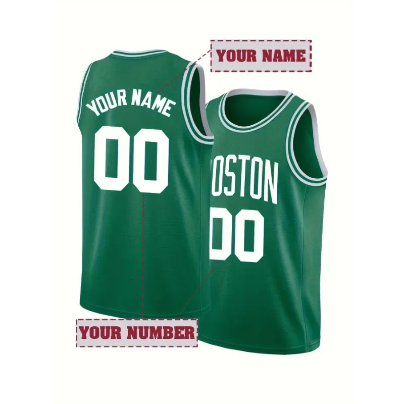 Custom Name & Number Men's Embroidered Basketball Jersey Round Neck Personalized Sleeveless Shirt Men DIY Tank Top