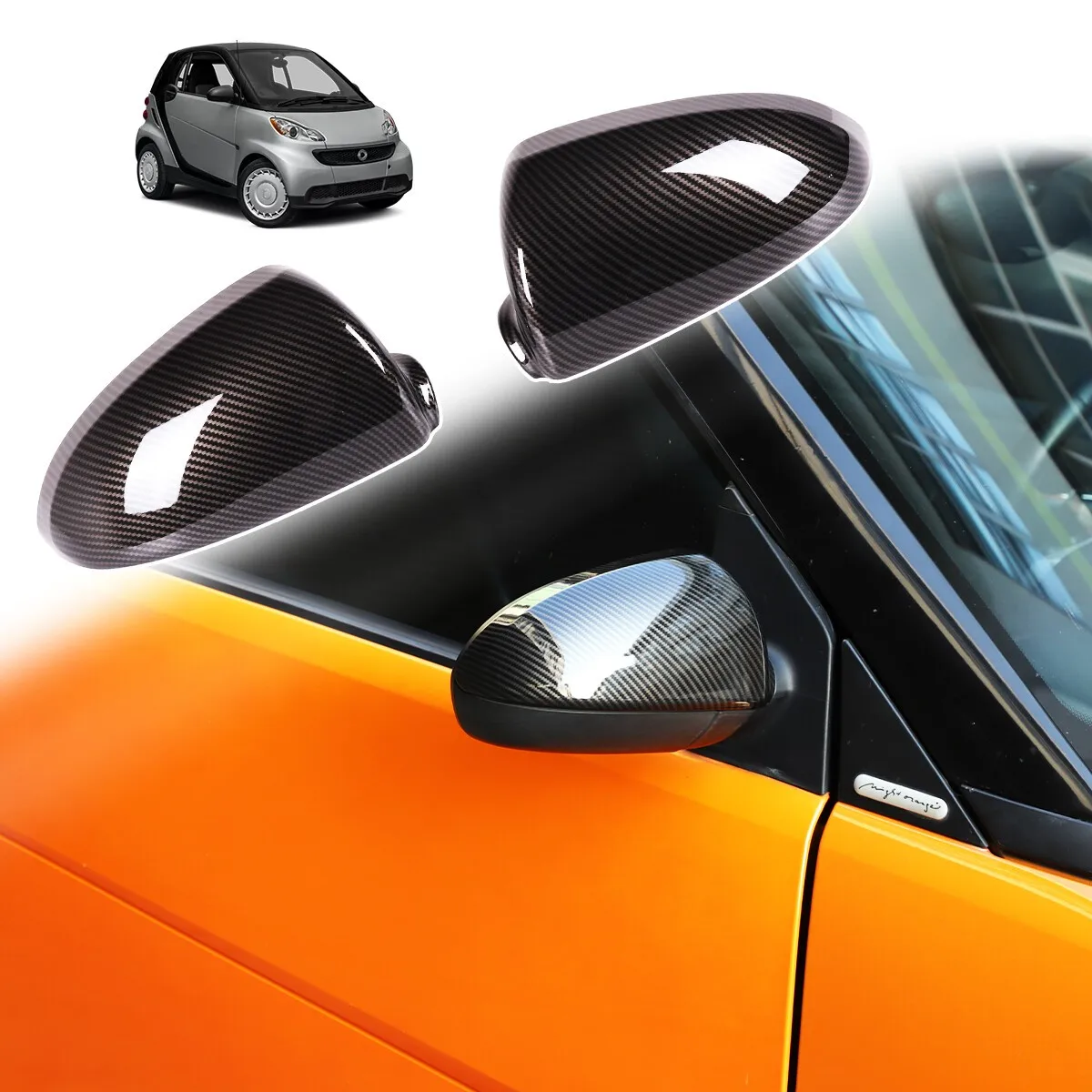 

ABS Carbon Exterior Rearview Mirror Cover Car Side Wing Mirror Caps Accessories For Mercedes-Benz Smart Fortwo 451 2009-2015