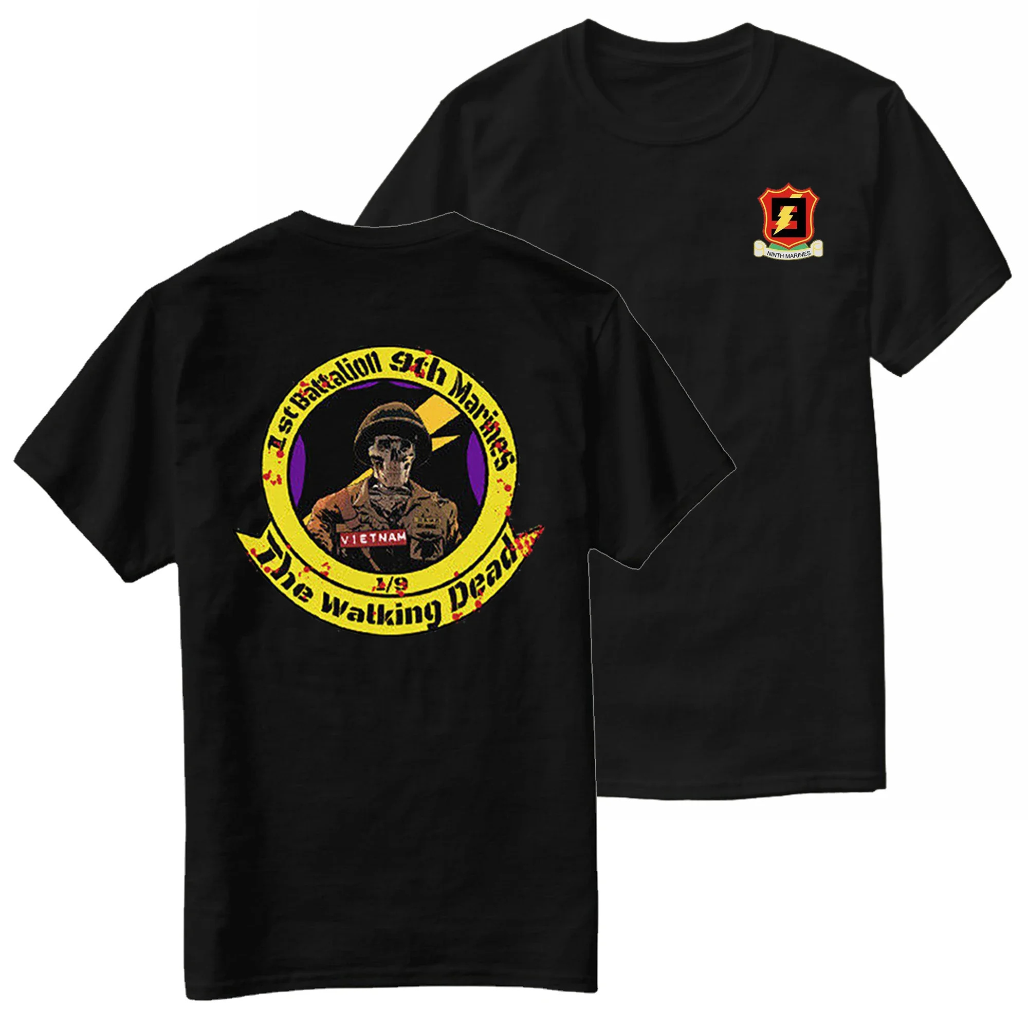 

US Marine Corps 1st Battalion 9th Marines Regiment T-Shirt 100% Cotton O-Neck Short Sleeve Summer Casual Mens T-shirt Size S-3XL