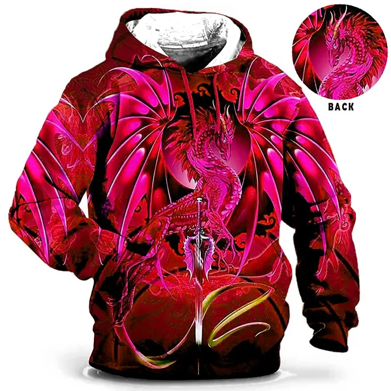 Men's Hoodie for Men Clothing 3D Printed sweatshirts outdoors Dragon Fashion Daily Autumn Long Sleeve Hoodies Male Top ﻿