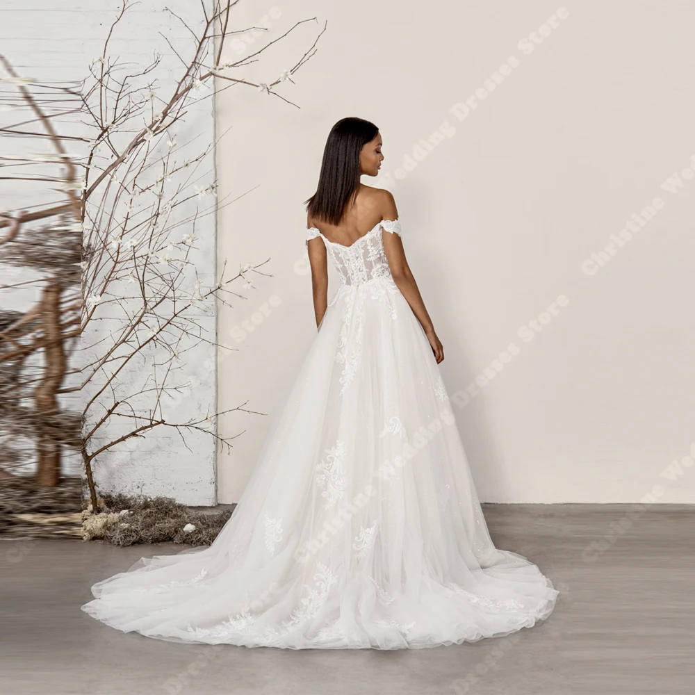 Vintage Tule Vrouwen Trouwjurken Sexy Mouwloze Backless Bruidsjurken Kant Bloemenprint A-lijn Vestidos de Novias Aangepast