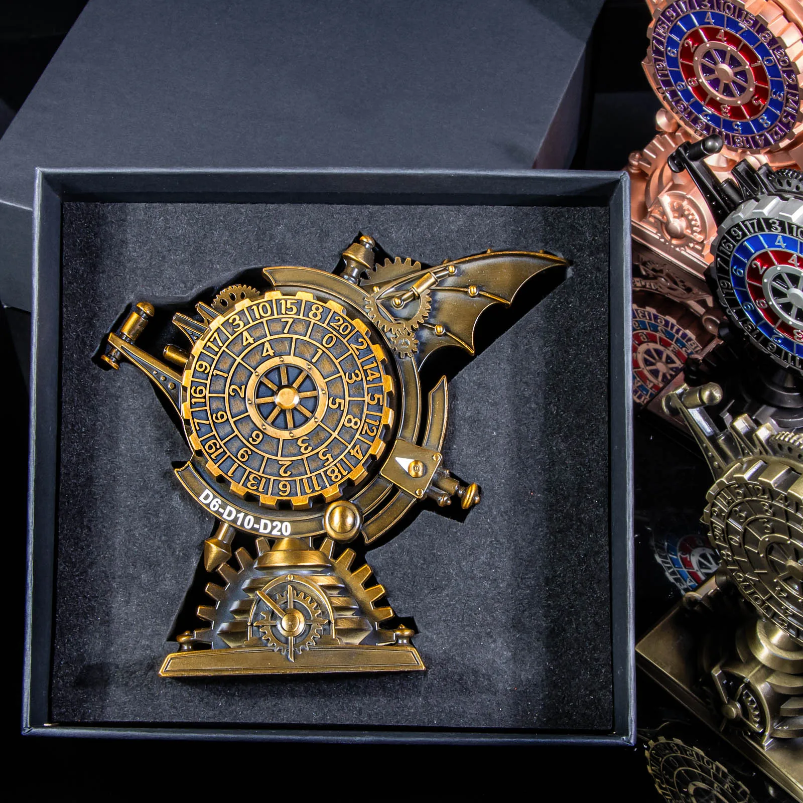 مجموعة نرد DND سبينر 7 في 1 من Steampunk، نرد لعب الأدوار المعدني D&D لتنينات الزنزانات، نرد دوار DND